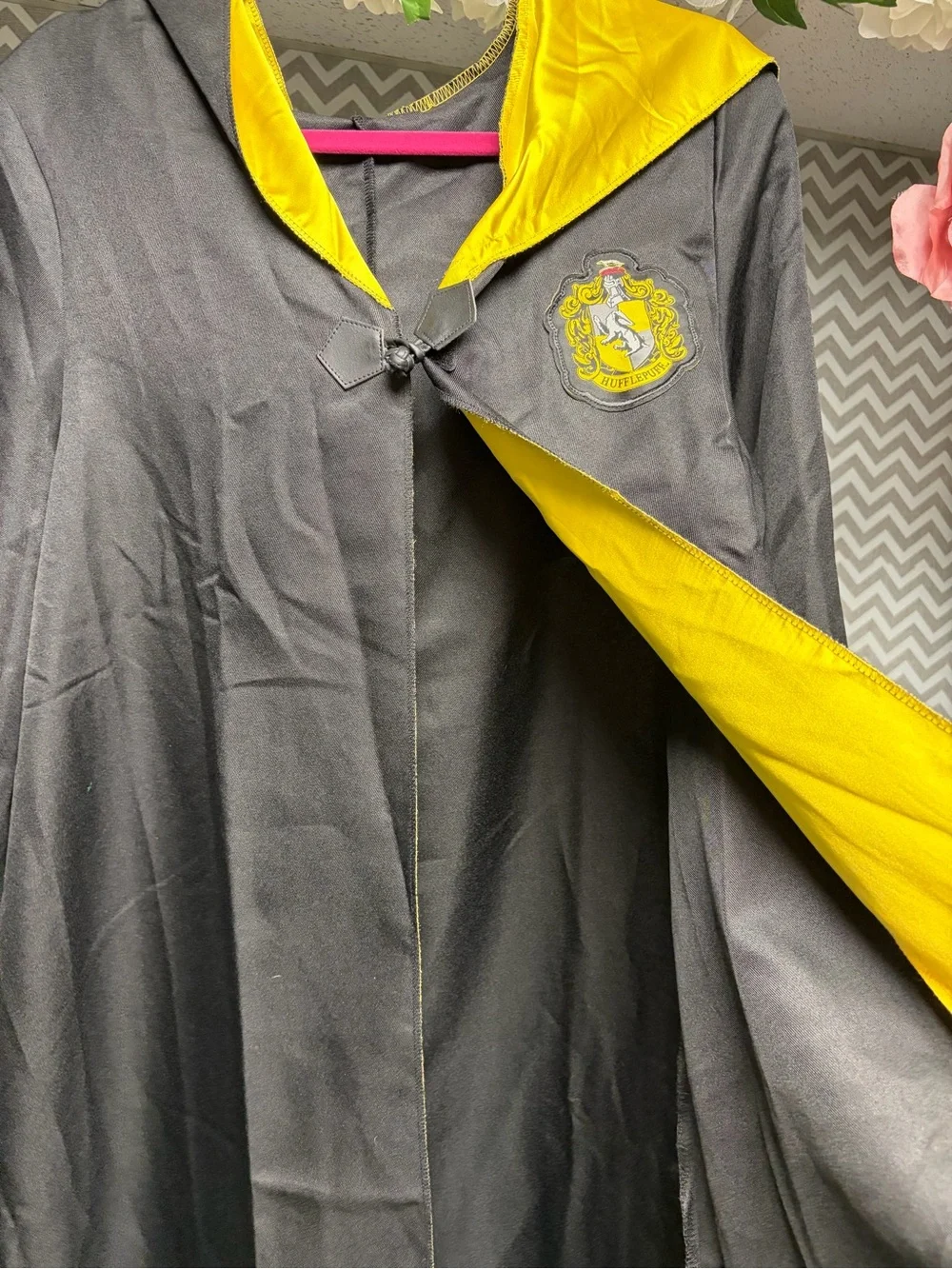 Harry Potter Hufflepuff Black Robe with Yellow Lining